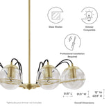 Hanna 8-Light Chandelier - Mid-Century Modern & Satin Brass Starburst Style