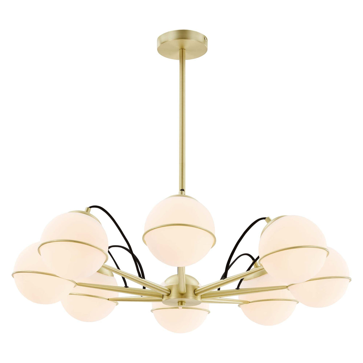 Hanna 8-Light Chandelier - Mid-Century Modern & Satin Brass Starburst Style