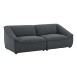 Comprise 2-Piece Upholstered Loveseat - Casual Modern & French Piping Detail