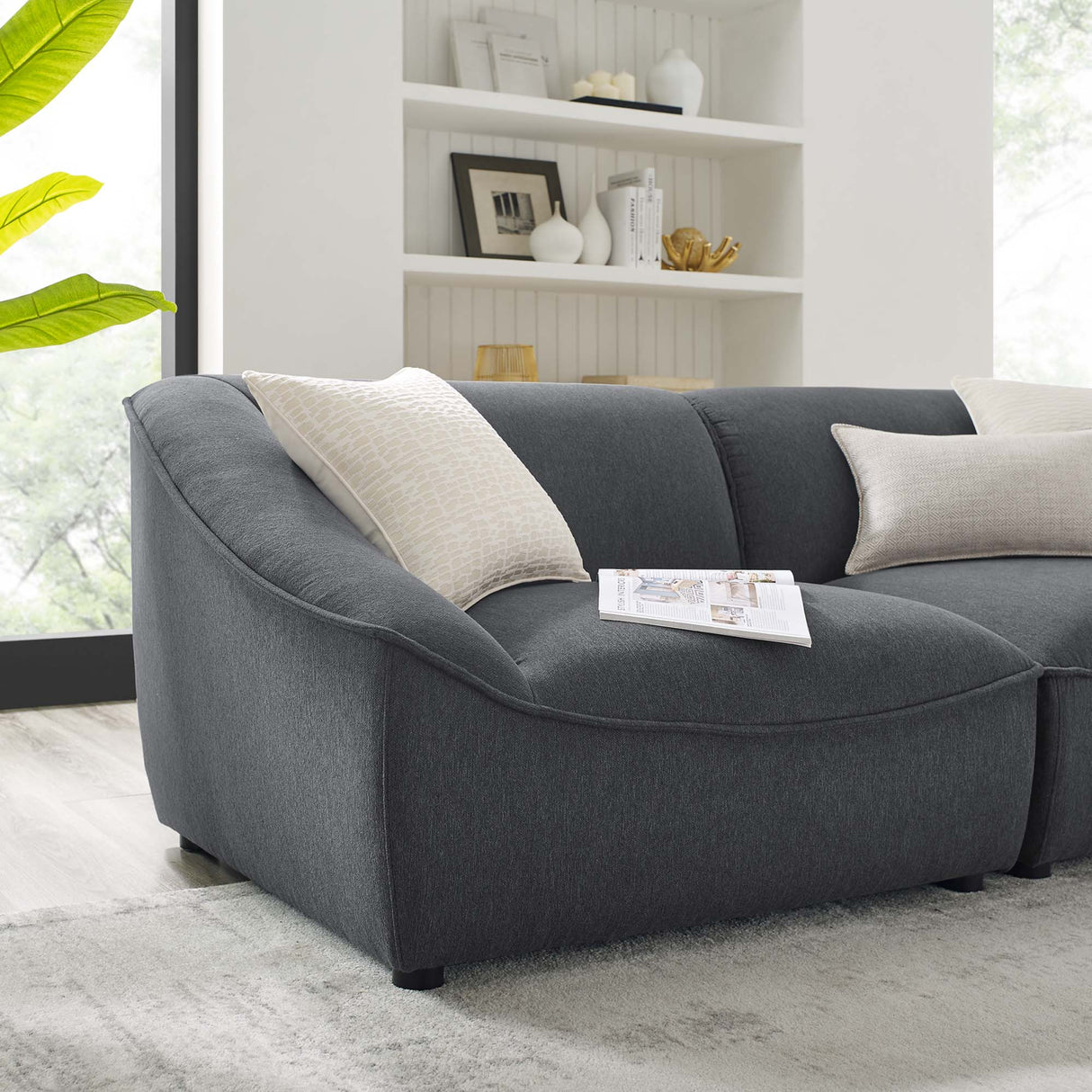 Comprise 2-Piece Upholstered Loveseat - Casual Modern & French Piping Detail