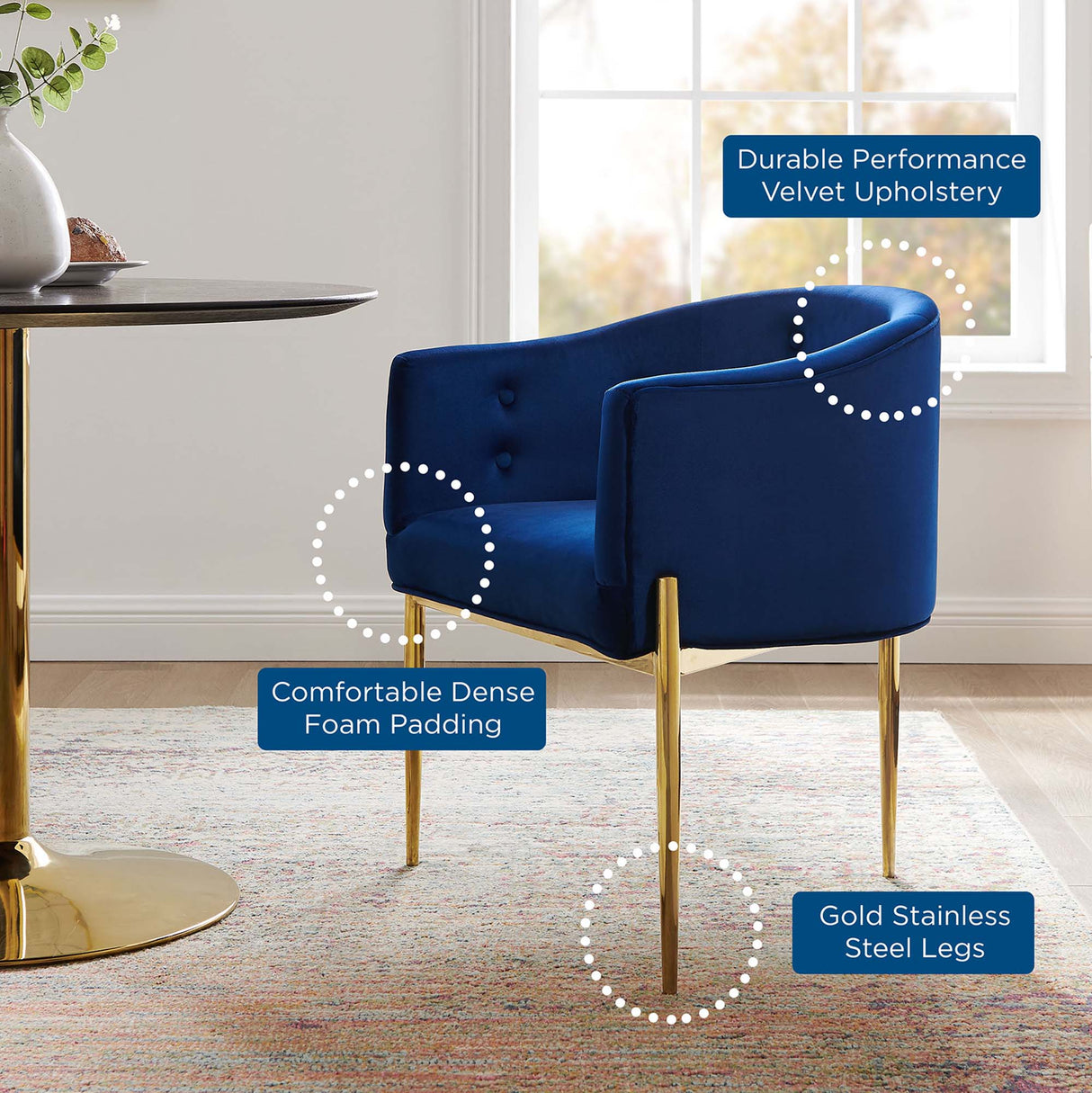 Savour Tufted Performance Velvet Accent Chairs - Set of 2 - Glam Deco & Versatile Living Room Seating