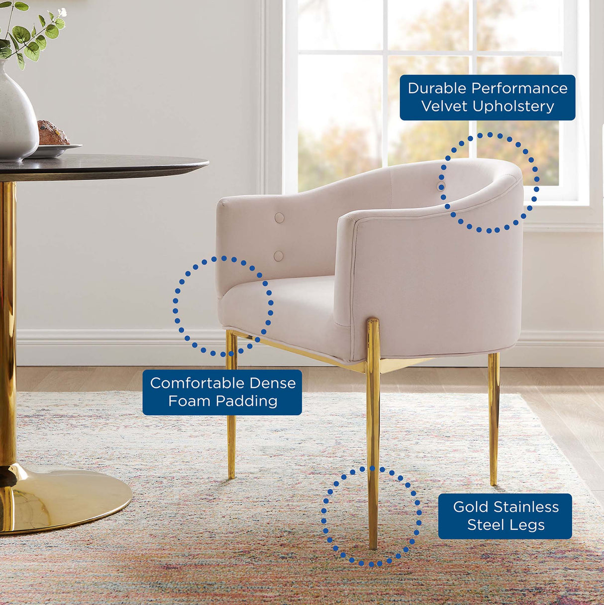 Savour Tufted Performance Velvet Accent Chairs - Set of 2 - Glam Deco & Versatile Living Room Seating
