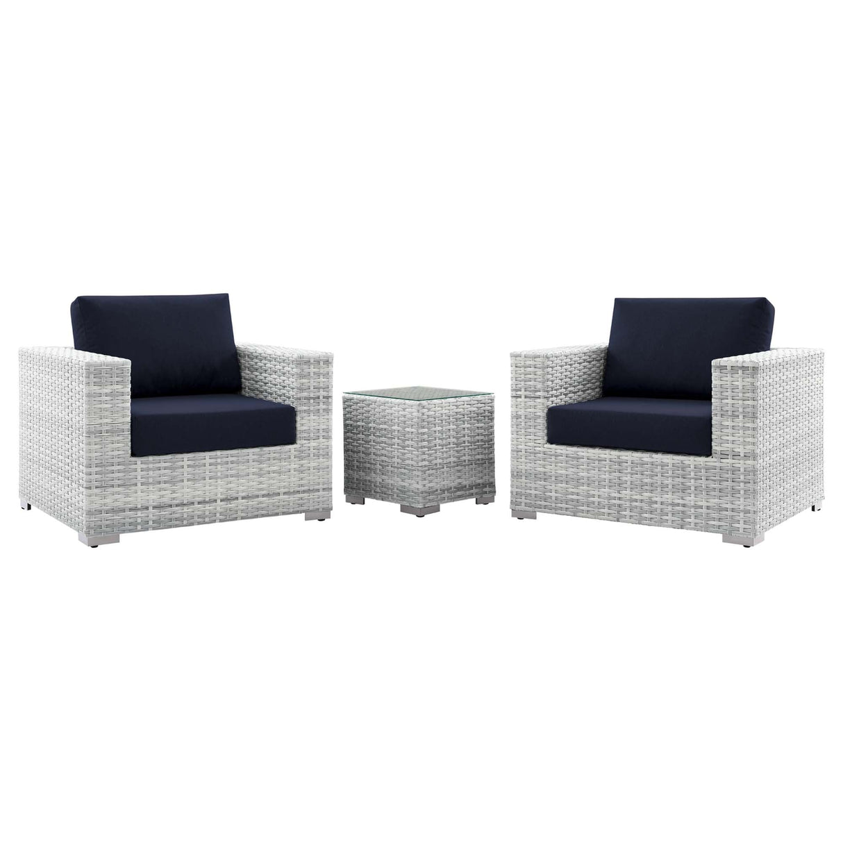 Convene 3-Piece Outdoor Patio Set - Modern Coastal & Weather-Resistant Wicker