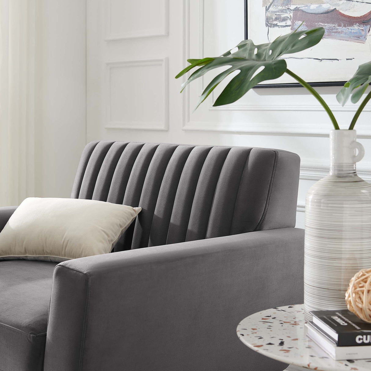Engage Channel Tufted Performance Velvet Armchair - Mid-Century Modern & Stain-Resistant