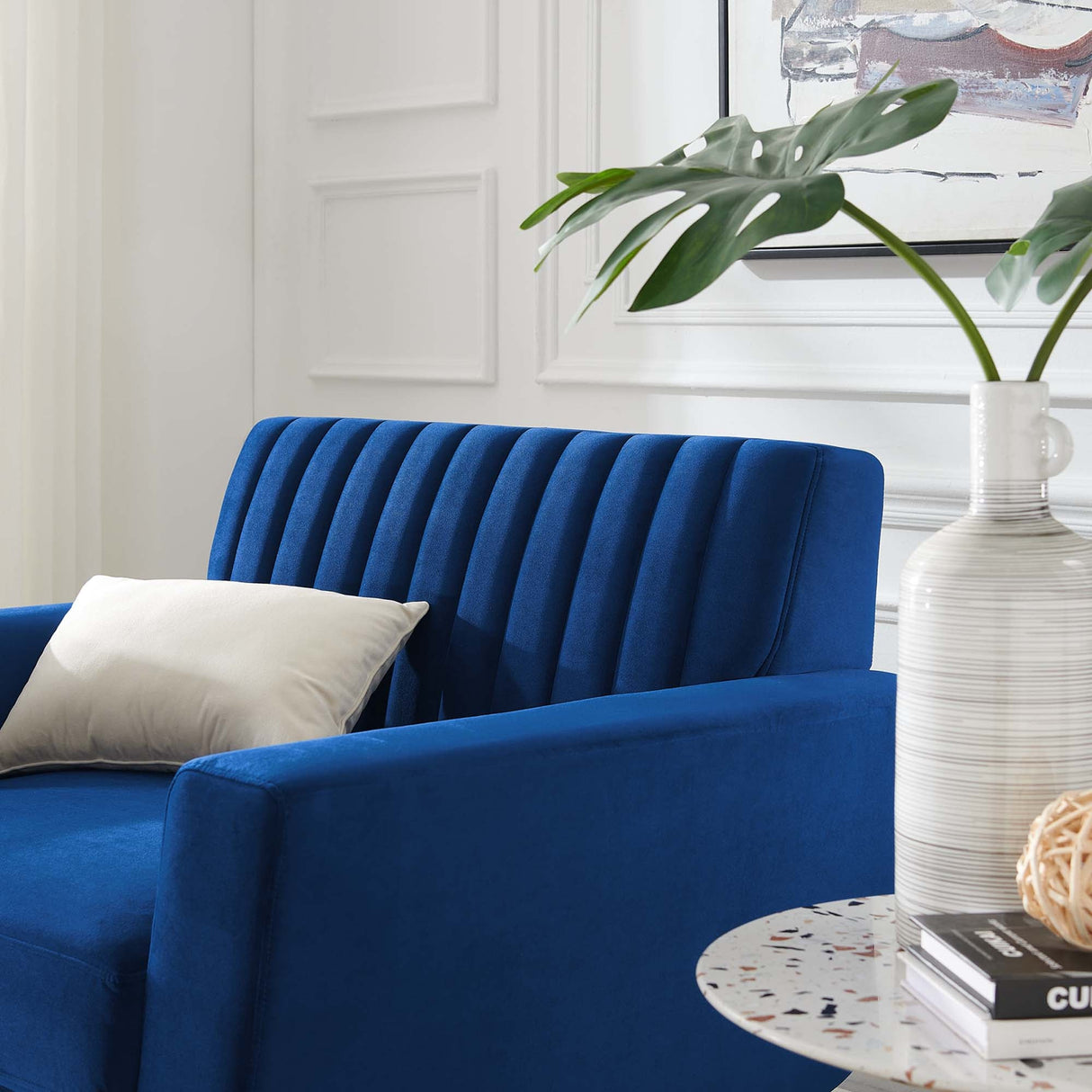 Engage Channel Tufted Performance Velvet Armchair - Mid-Century Modern & Stain-Resistant