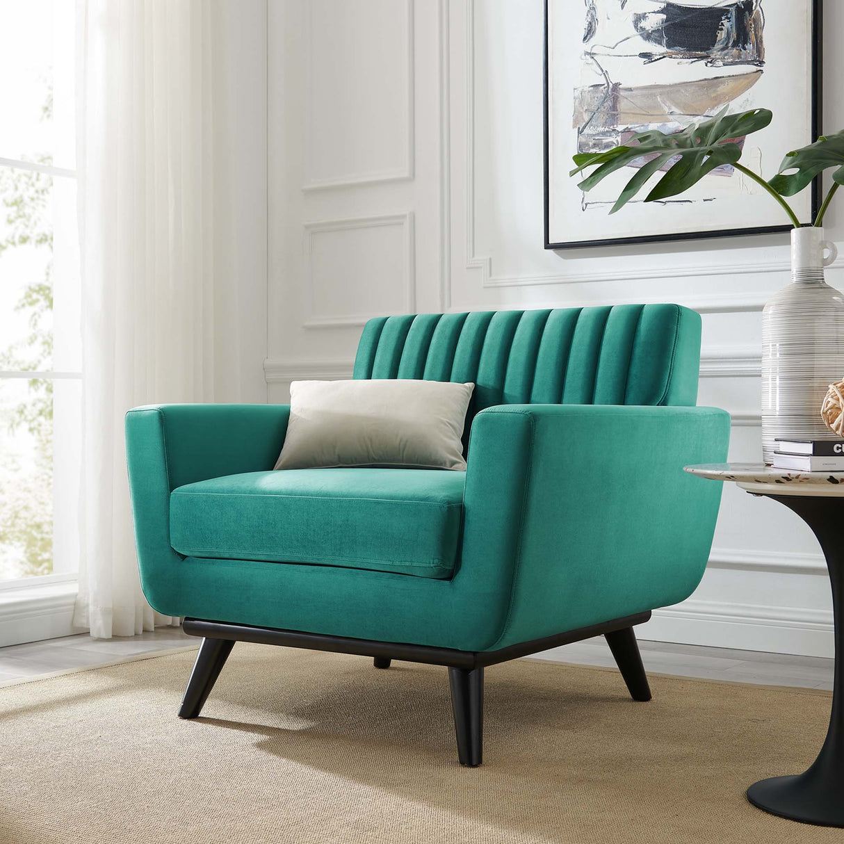 Engage Channel Tufted Performance Velvet Armchair - Mid-Century Modern & Stain-Resistant