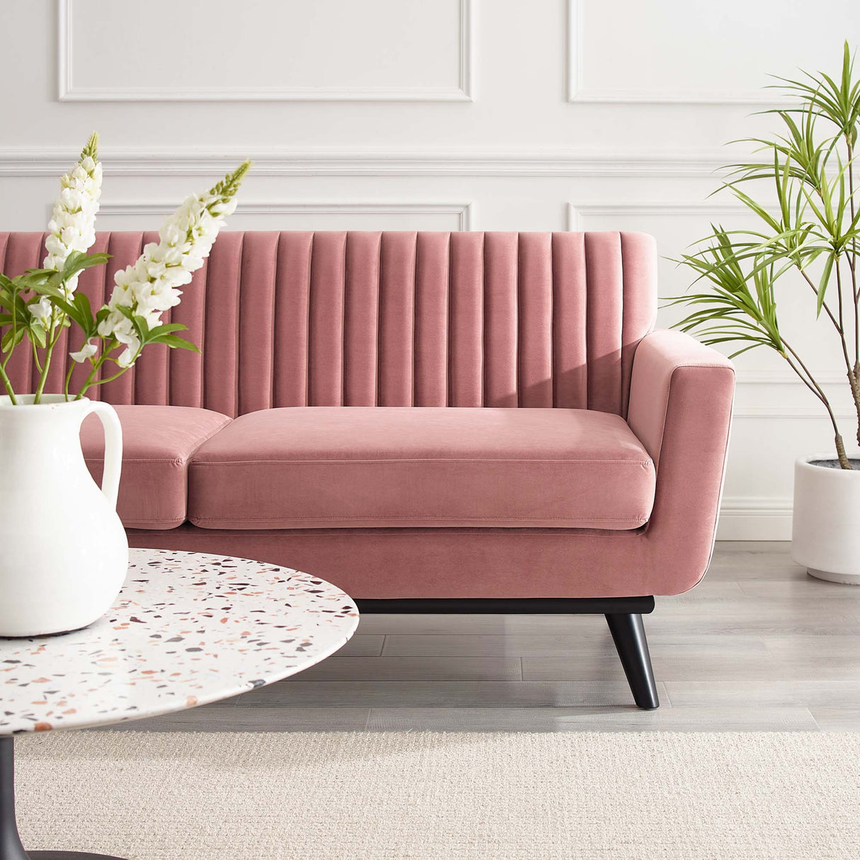 Engage Channel Tufted Performance Velvet Loveseat - Glam Deco & Stain-Resistant Living Room Seating
