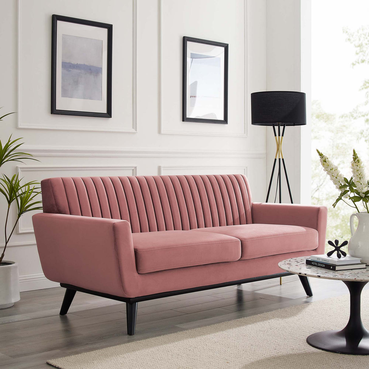 Engage Channel Tufted Performance Velvet Loveseat - Glam Deco & Stain-Resistant Living Room Seating