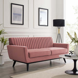 Engage Channel Tufted Performance Velvet Loveseat - Glam Deco & Stain-Resistant Living Room Seating