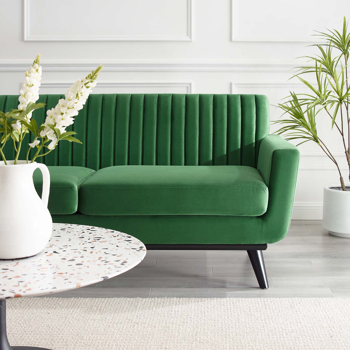 Engage Channel Tufted Performance Velvet Loveseat - Glam Deco & Stain-Resistant Living Room Seating