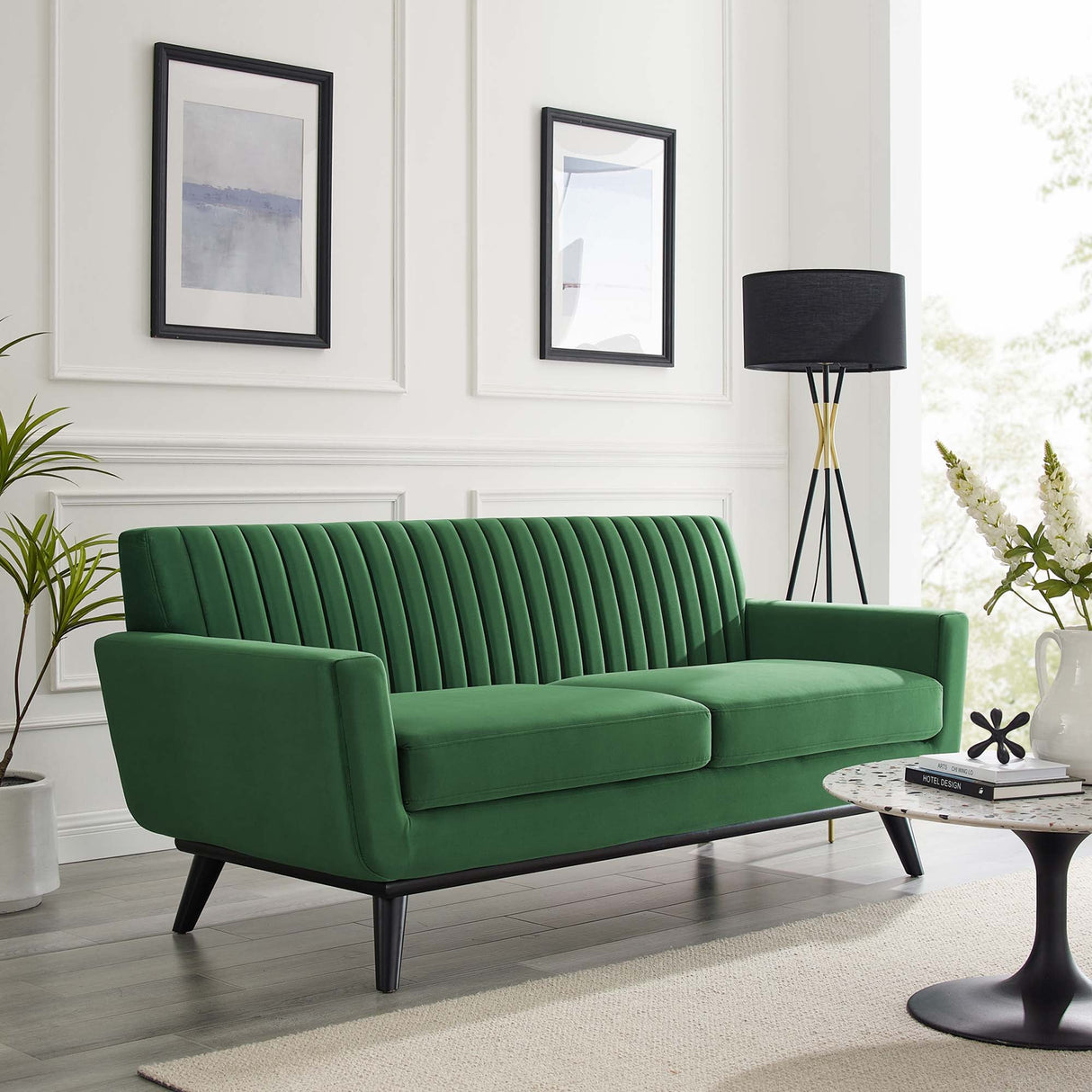 Engage Channel Tufted Performance Velvet Loveseat - Glam Deco & Stain-Resistant Living Room Seating