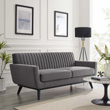 Engage Channel Tufted Performance Velvet Loveseat - Glam Deco & Stain-Resistant Living Room Seating