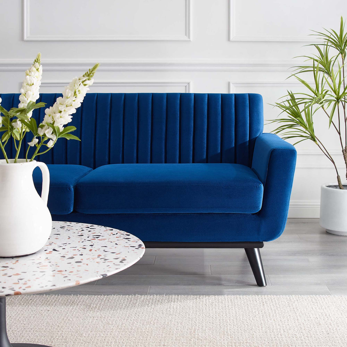 Engage Channel Tufted Performance Velvet Loveseat - Glam Deco & Stain-Resistant Living Room Seating