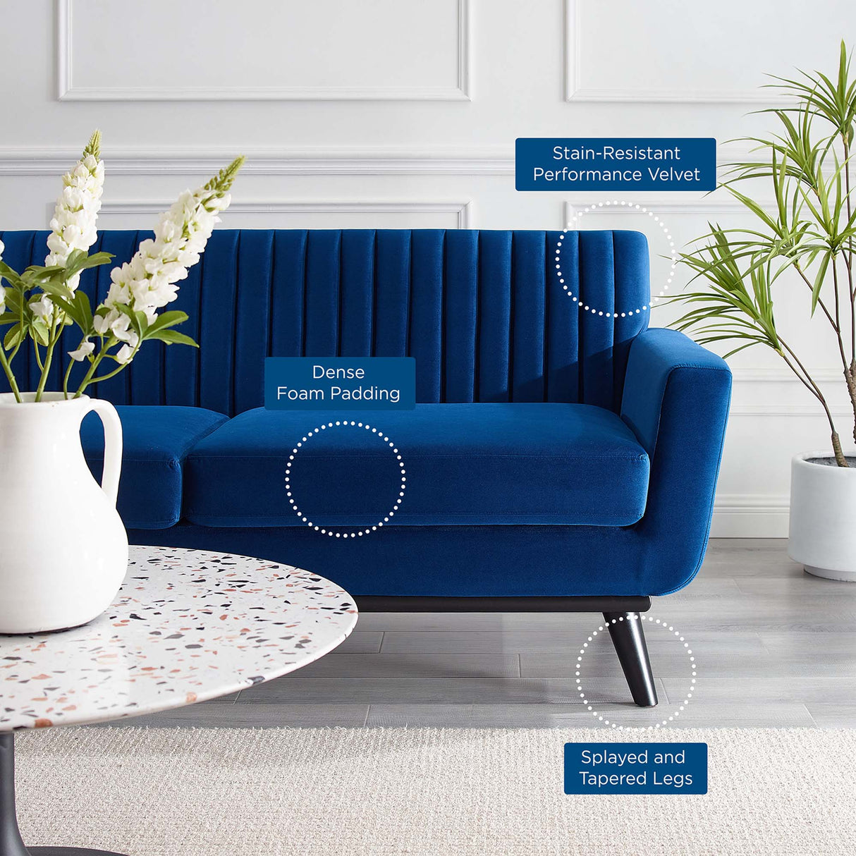 Engage Channel Tufted Performance Velvet Loveseat - Glam Deco & Stain-Resistant Living Room Seating