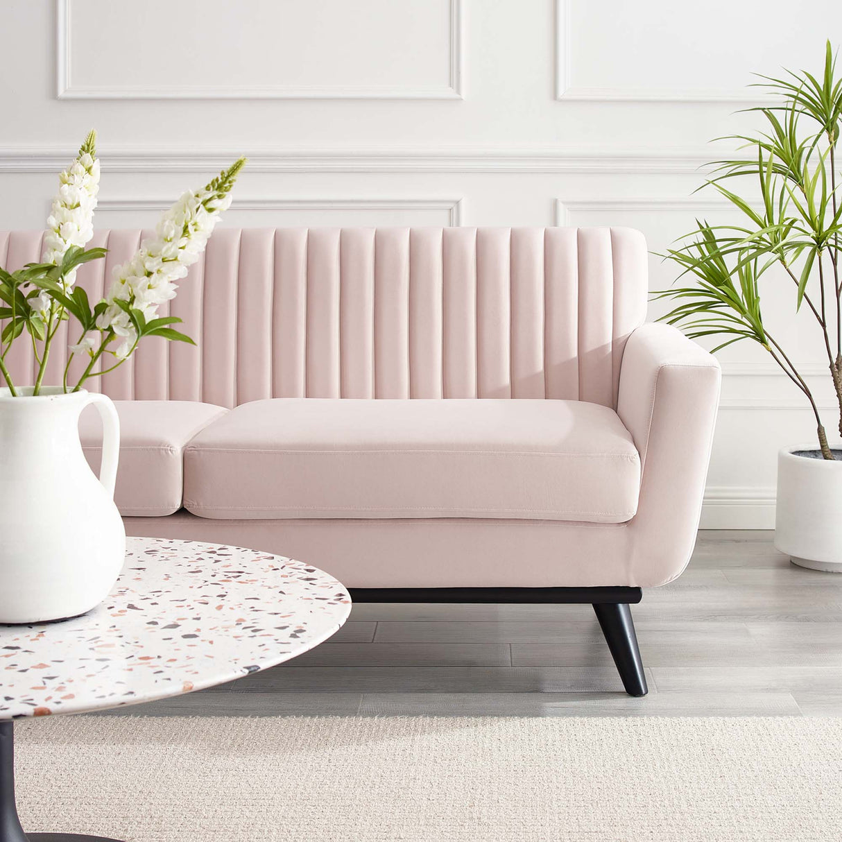 Engage Channel Tufted Performance Velvet Loveseat - Glam Deco & Stain-Resistant Living Room Seating