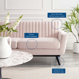 Engage Channel Tufted Performance Velvet Loveseat - Glam Deco & Stain-Resistant Living Room Seating