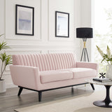 Engage Channel Tufted Performance Velvet Loveseat - Glam Deco & Stain-Resistant Living Room Seating
