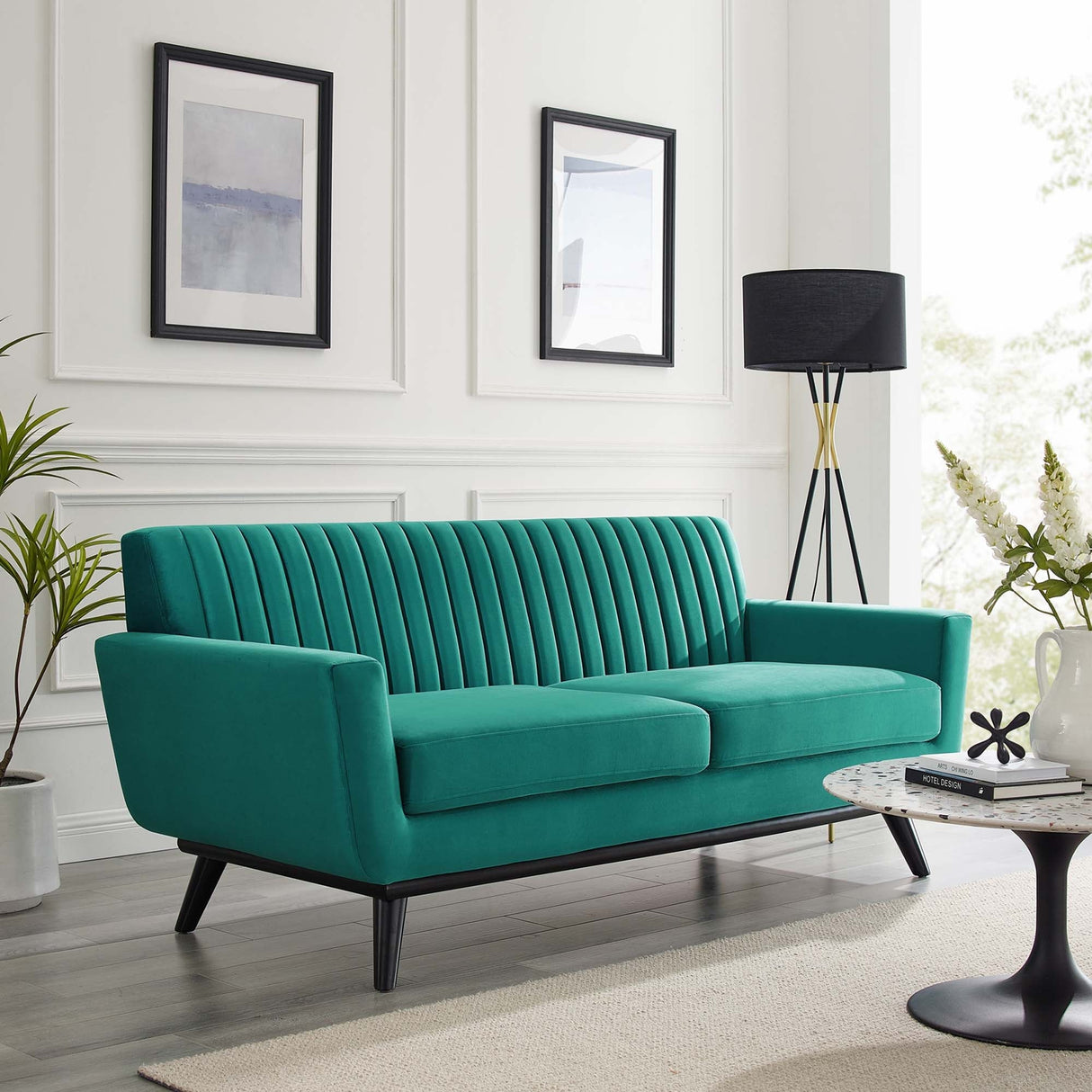Engage Channel Tufted Performance Velvet Loveseat - Glam Deco & Stain-Resistant Living Room Seating