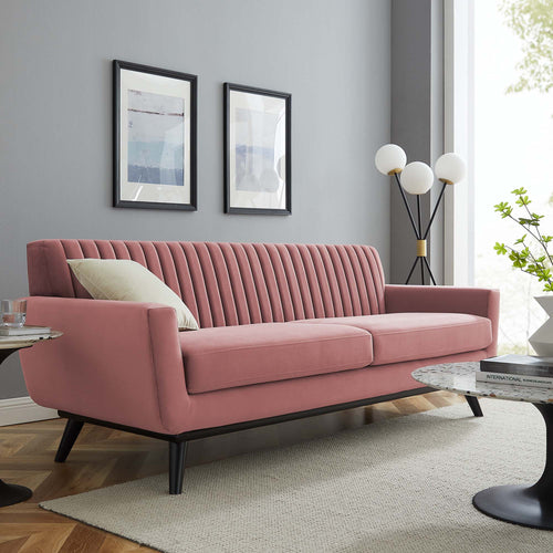 Engage Channel Tufted Performance Velvet Sofa - Mid-Century Modern & Stain-Resistant