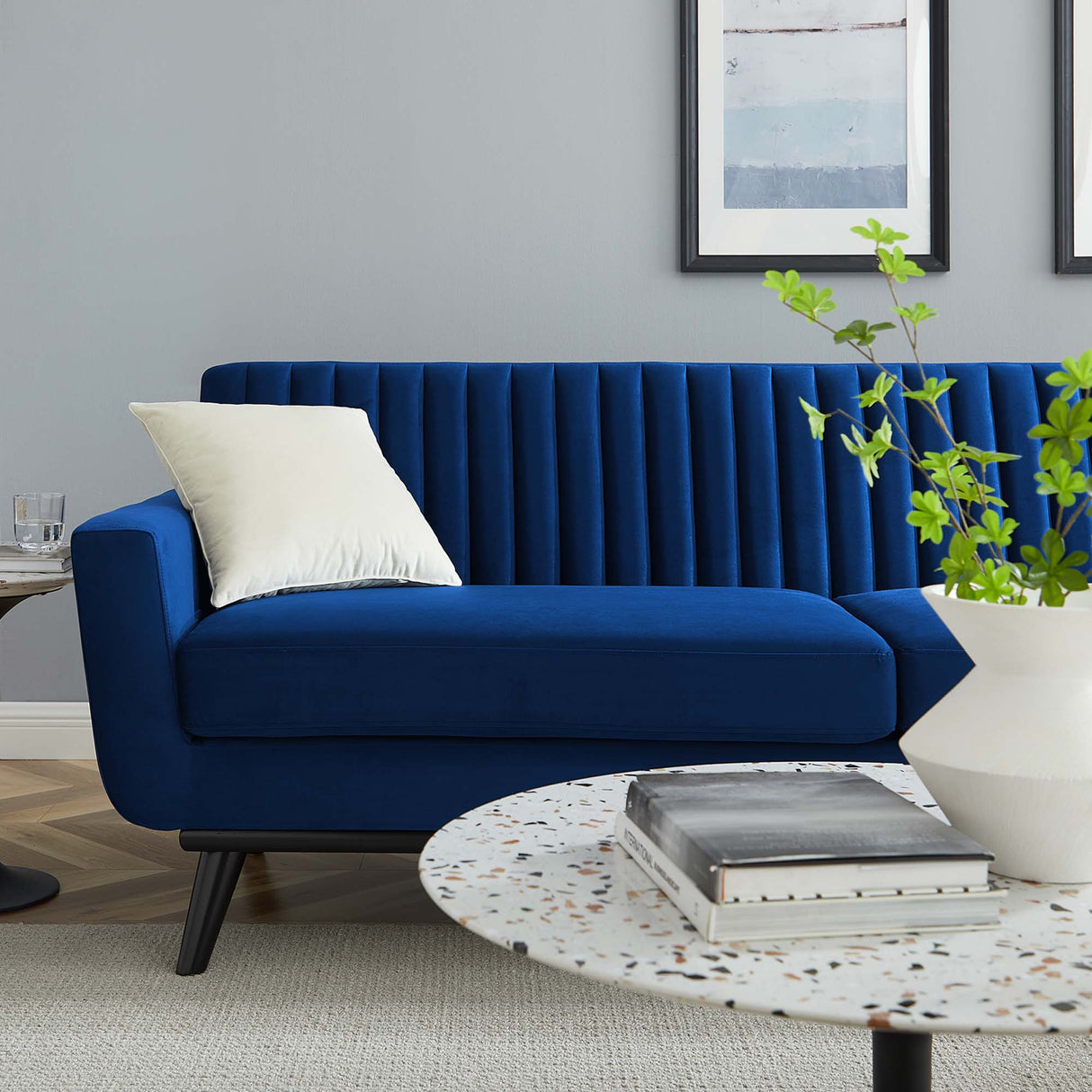 Engage Channel Tufted Performance Velvet Sofa - Mid-Century Modern & Stain-Resistant