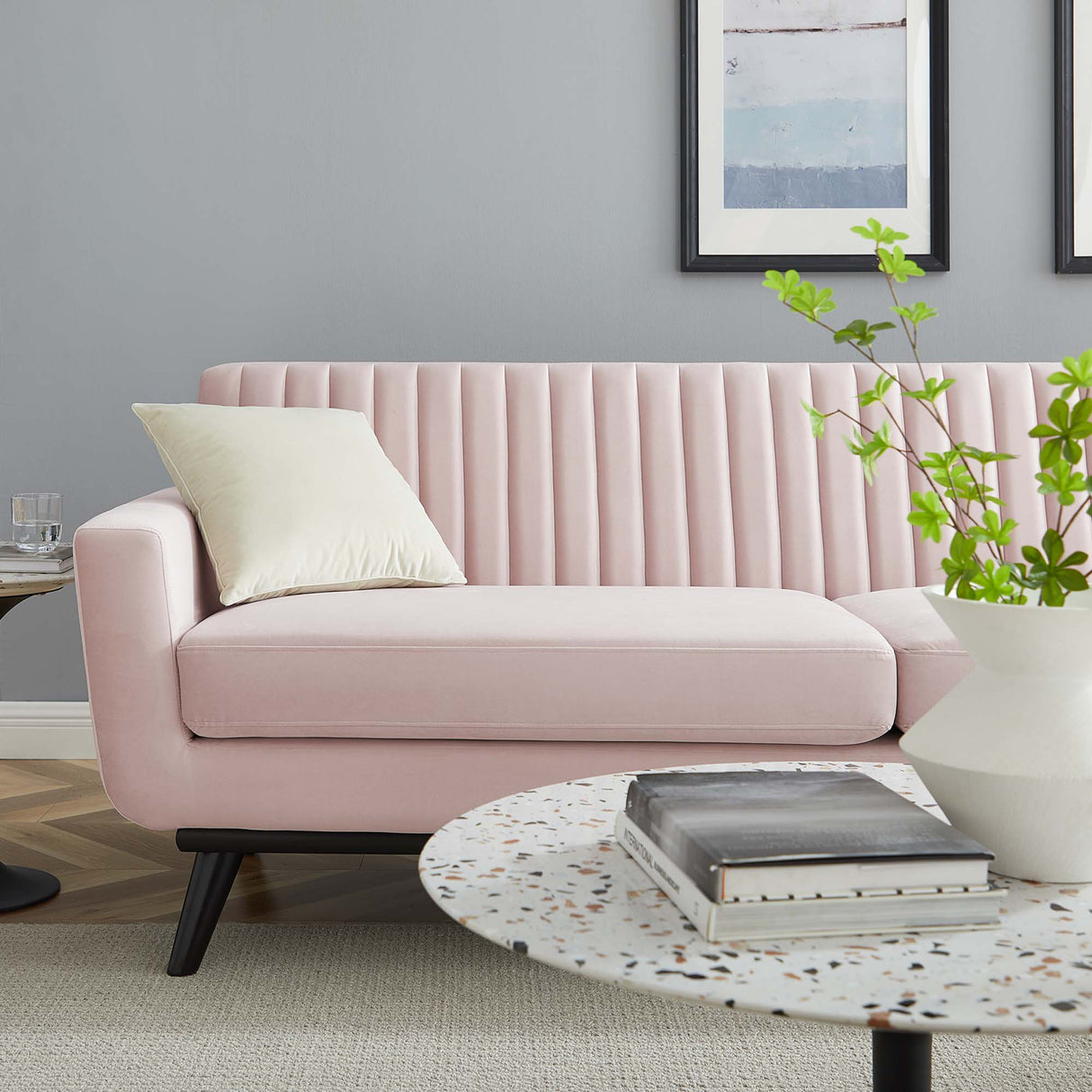 Engage Channel Tufted Performance Velvet Sofa - Mid-Century Modern & Stain-Resistant
