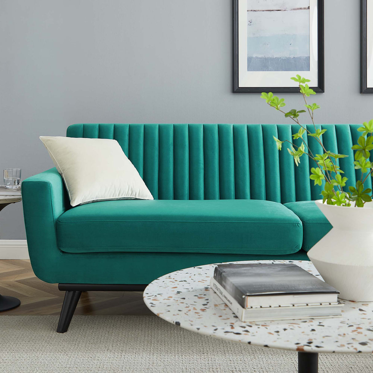 Engage Channel Tufted Performance Velvet Sofa - Mid-Century Modern & Stain-Resistant