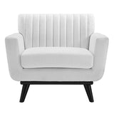 Engage Channel Tufted Fabric Armchair - Mid-Century Modern & Luxurious Lounge Seating