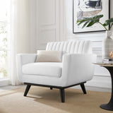 Engage Channel Tufted Fabric Armchair - Mid-Century Modern & Luxurious Lounge Seating