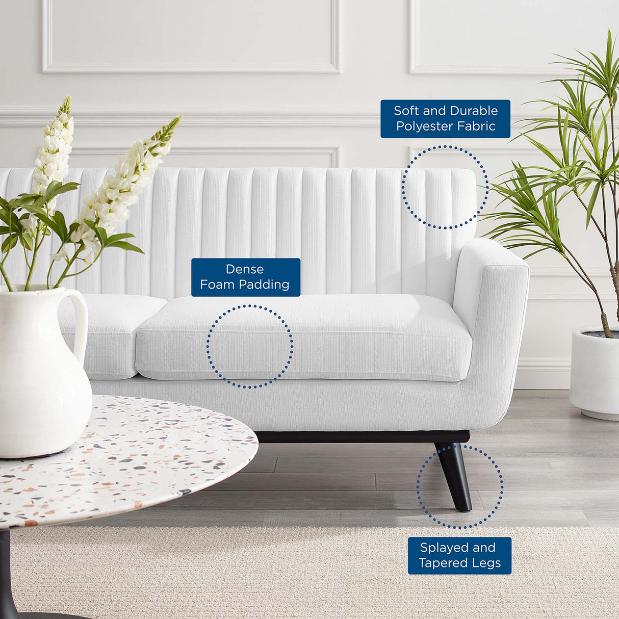 Engage Channel Tufted Fabric Loveseat - Mid-Century Modern & Small Space Seating