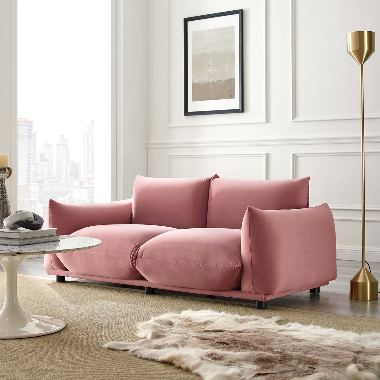 Copious Performance Velvet Loveseat - Modern Glam & Stain-Resistant Overstuffed Comfort