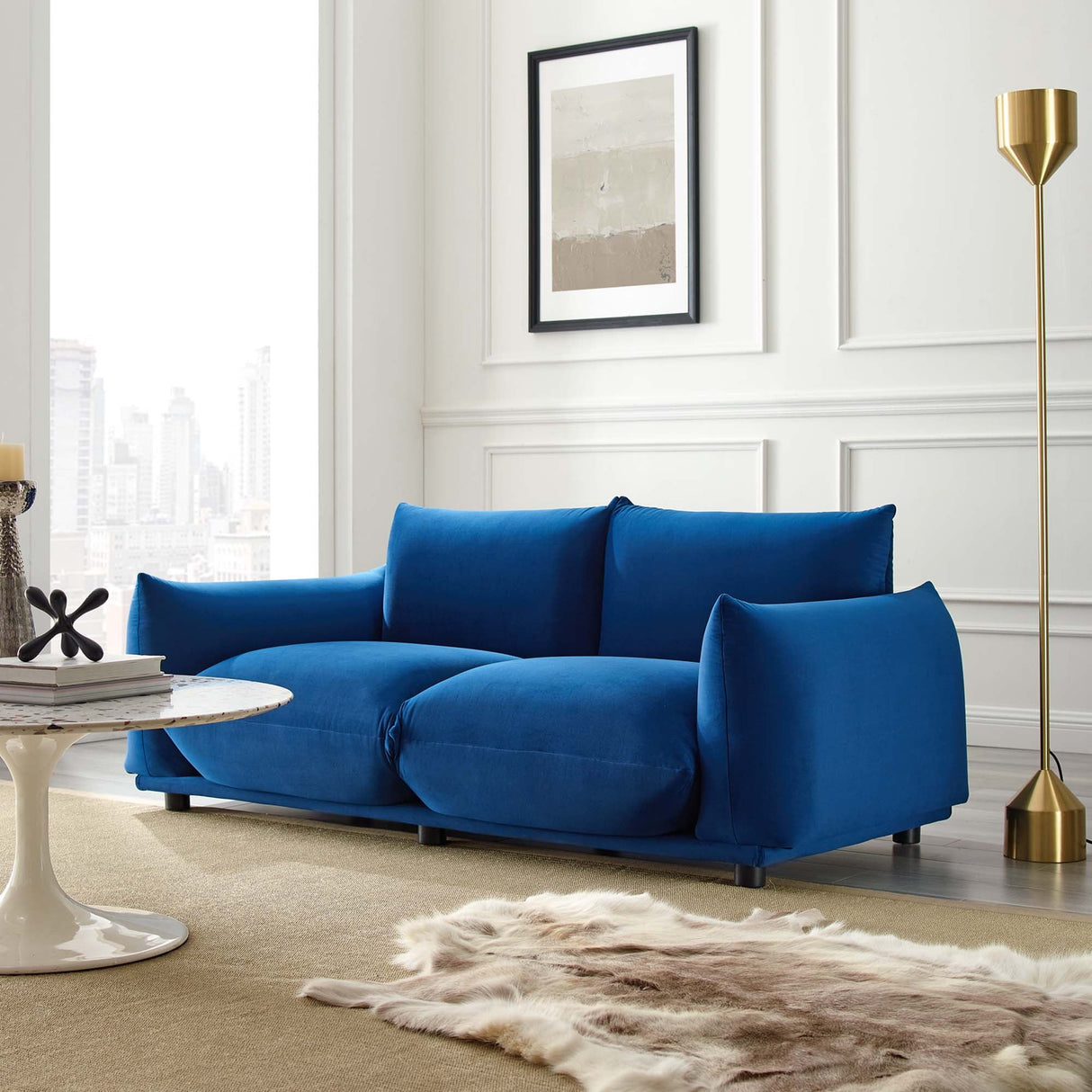 Copious Performance Velvet Loveseat - Modern Glam & Stain-Resistant Overstuffed Comfort