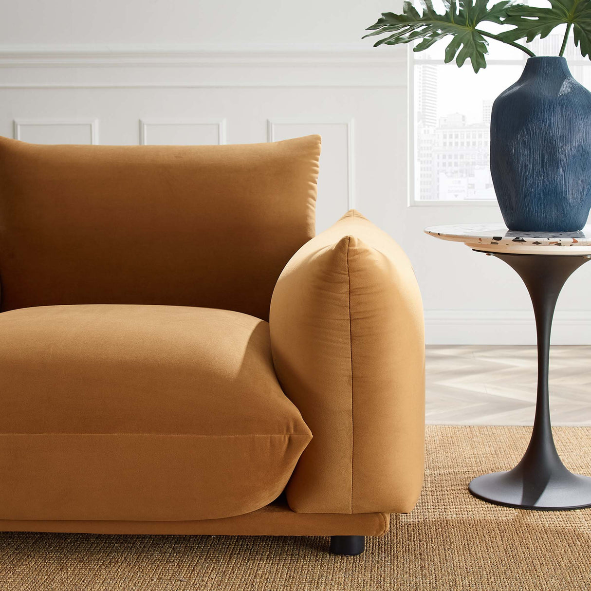 Copious Overstuffed Performance Velvet Armchair - Retro Glam & Stain-Resistant