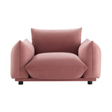 Copious Overstuffed Performance Velvet Armchair - Retro Glam & Stain-Resistant