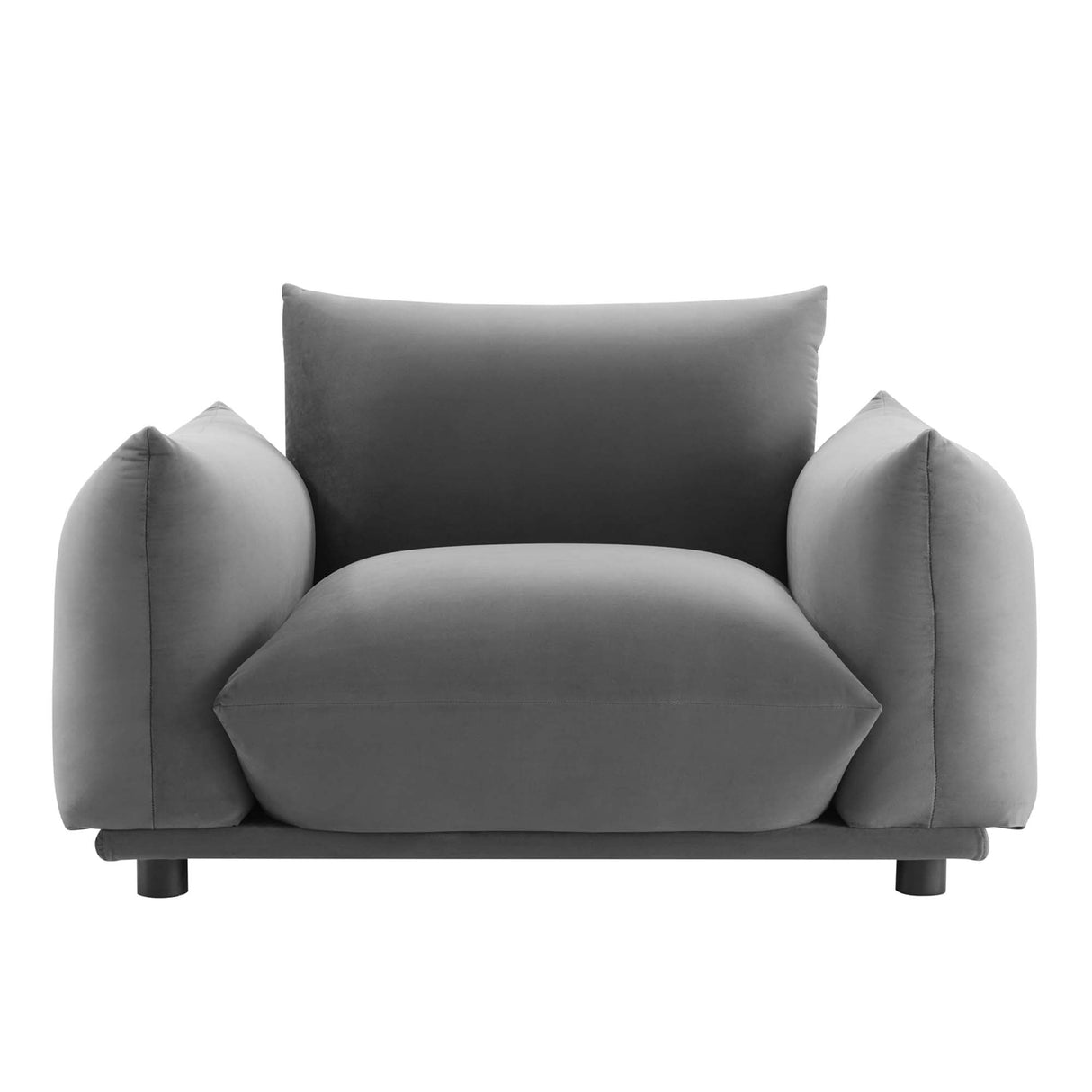 Copious Overstuffed Performance Velvet Armchair - Retro Glam & Stain-Resistant