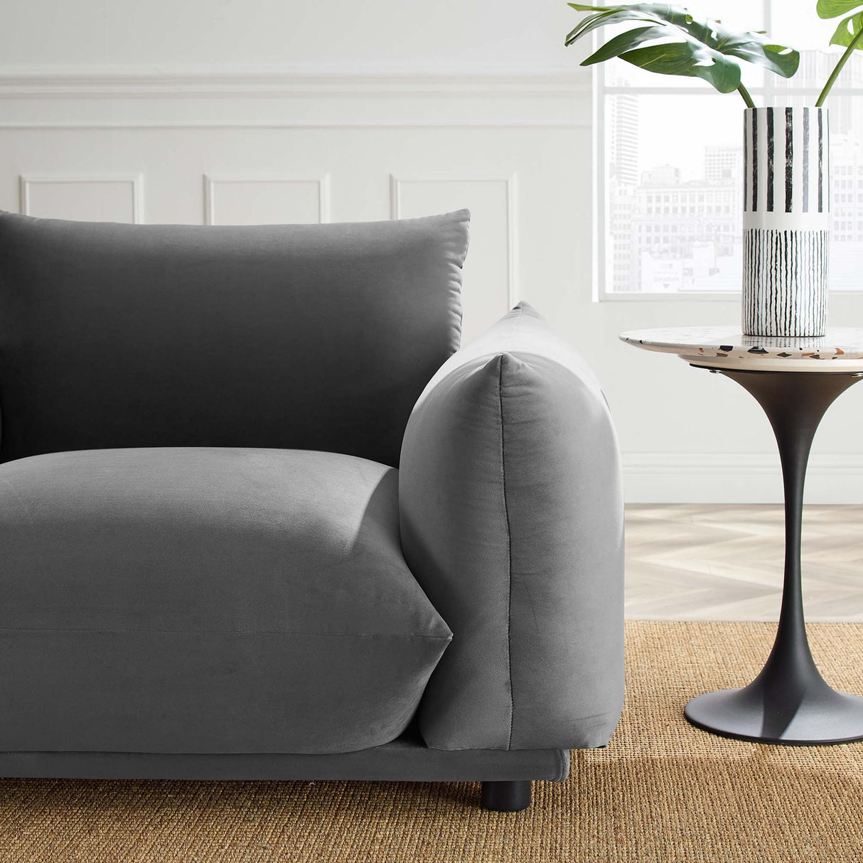 Copious Overstuffed Performance Velvet Armchair - Retro Glam & Stain-Resistant
