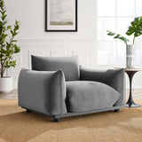 Copious Overstuffed Performance Velvet Armchair - Retro Glam & Stain-Resistant