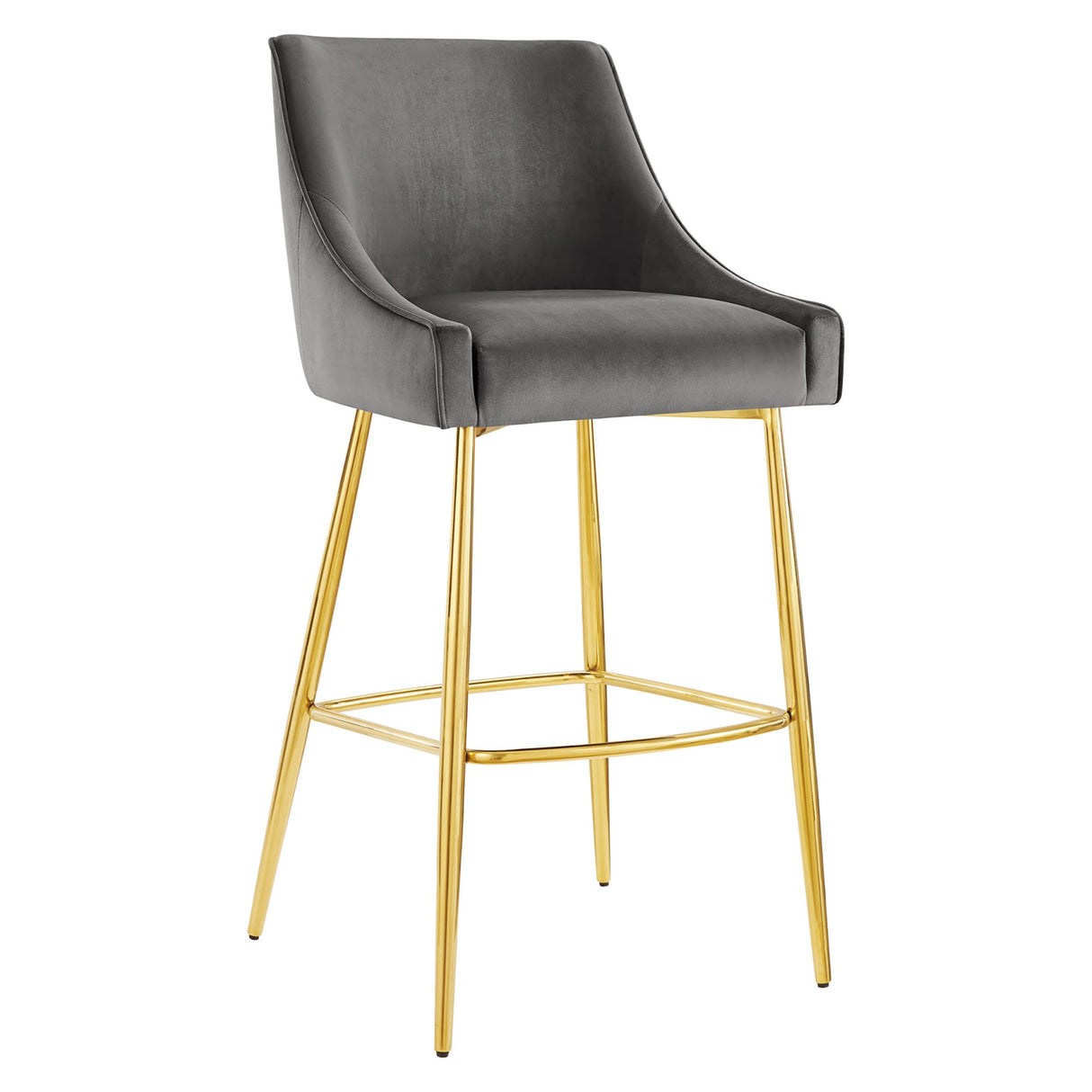 Discern Performance Velvet Bar Stool - Mid-Century Modern & Brushed Gold Accents
