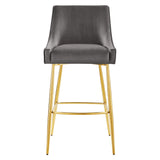 Discern Performance Velvet Bar Stool - Mid-Century Modern & Brushed Gold Accents
