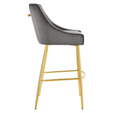 Discern Performance Velvet Bar Stool - Mid-Century Modern & Brushed Gold Accents