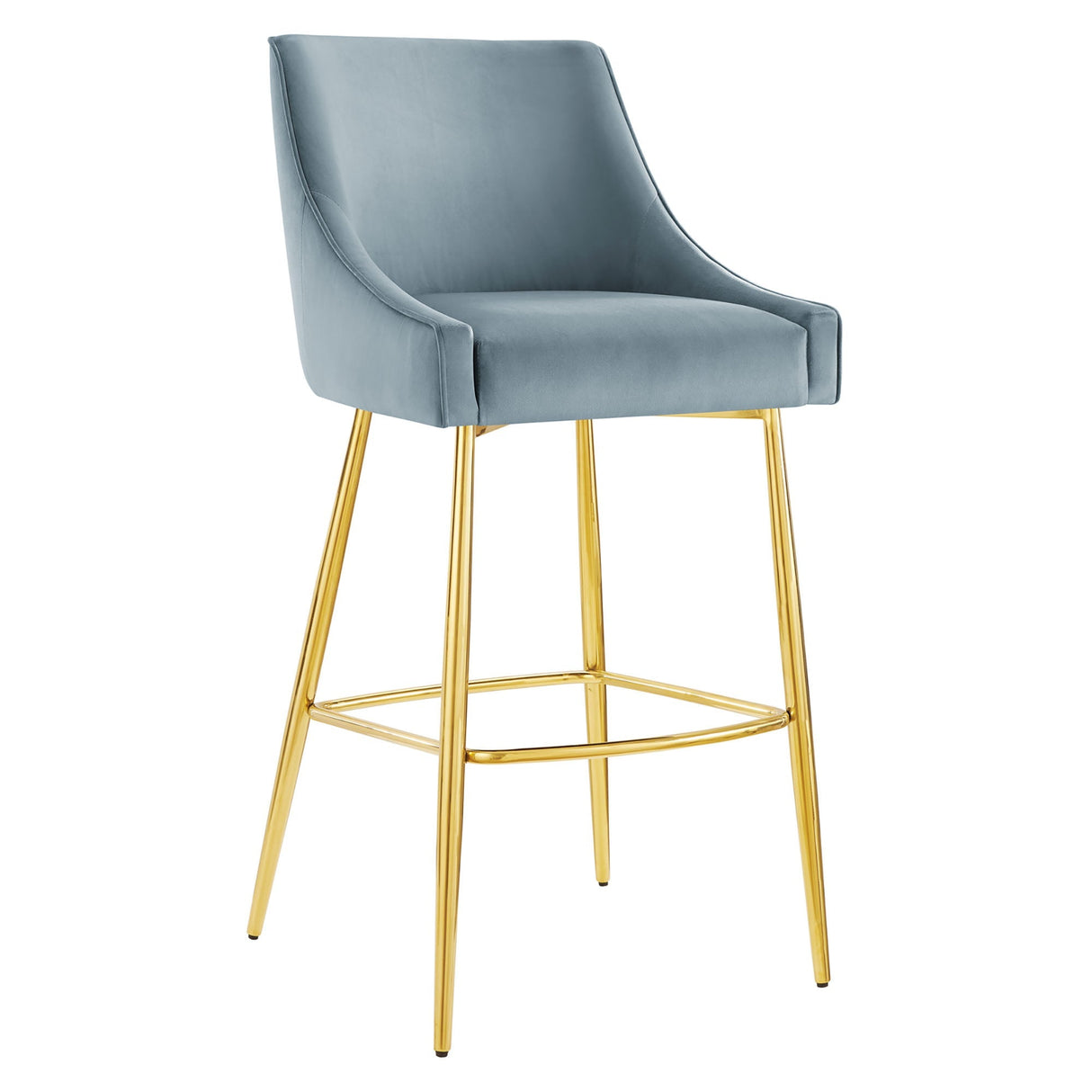 Discern Performance Velvet Bar Stool - Mid-Century Modern & Brushed Gold Accents