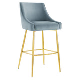 Discern Performance Velvet Bar Stool - Mid-Century Modern & Brushed Gold Accents