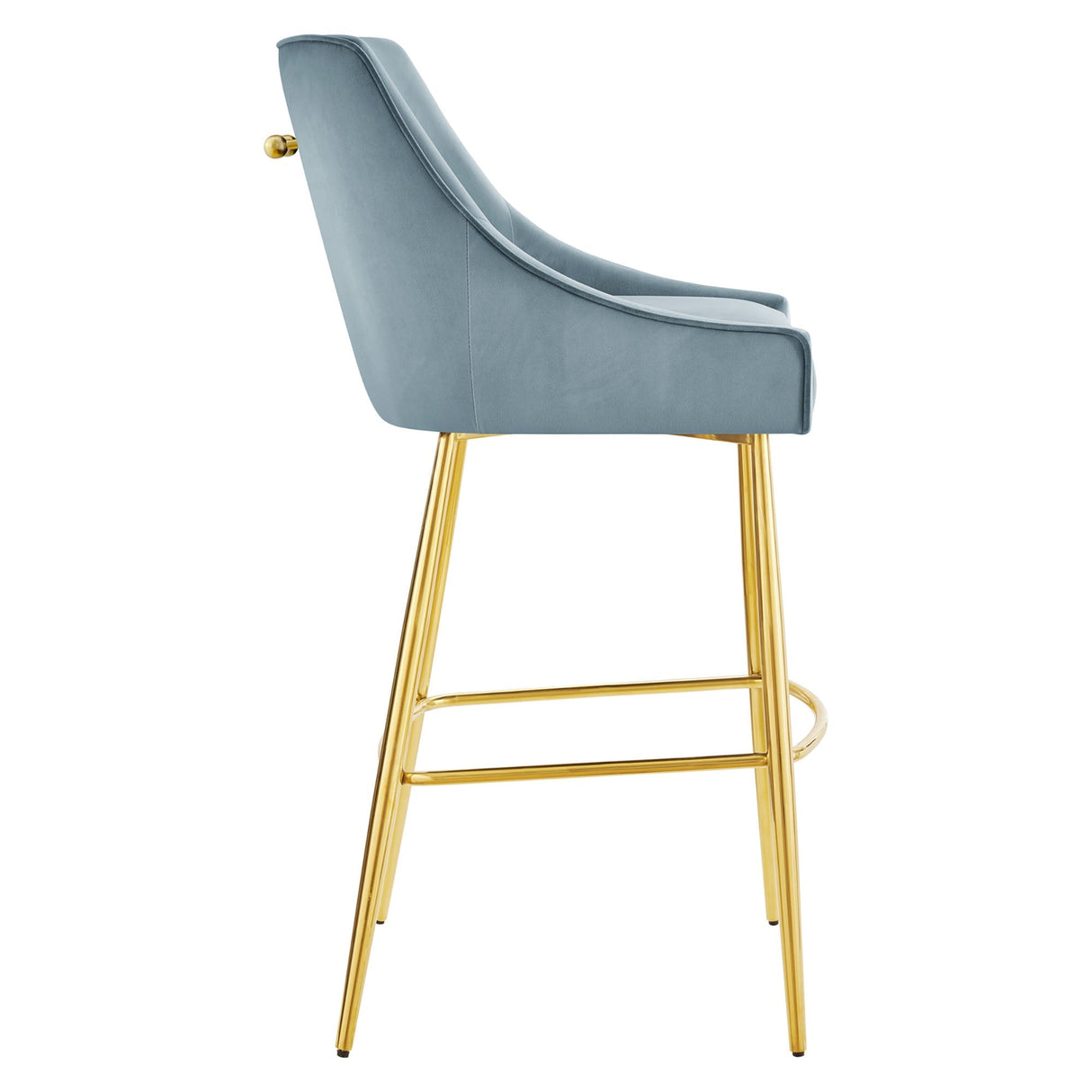 Discern Performance Velvet Bar Stool - Mid-Century Modern & Brushed Gold Accents