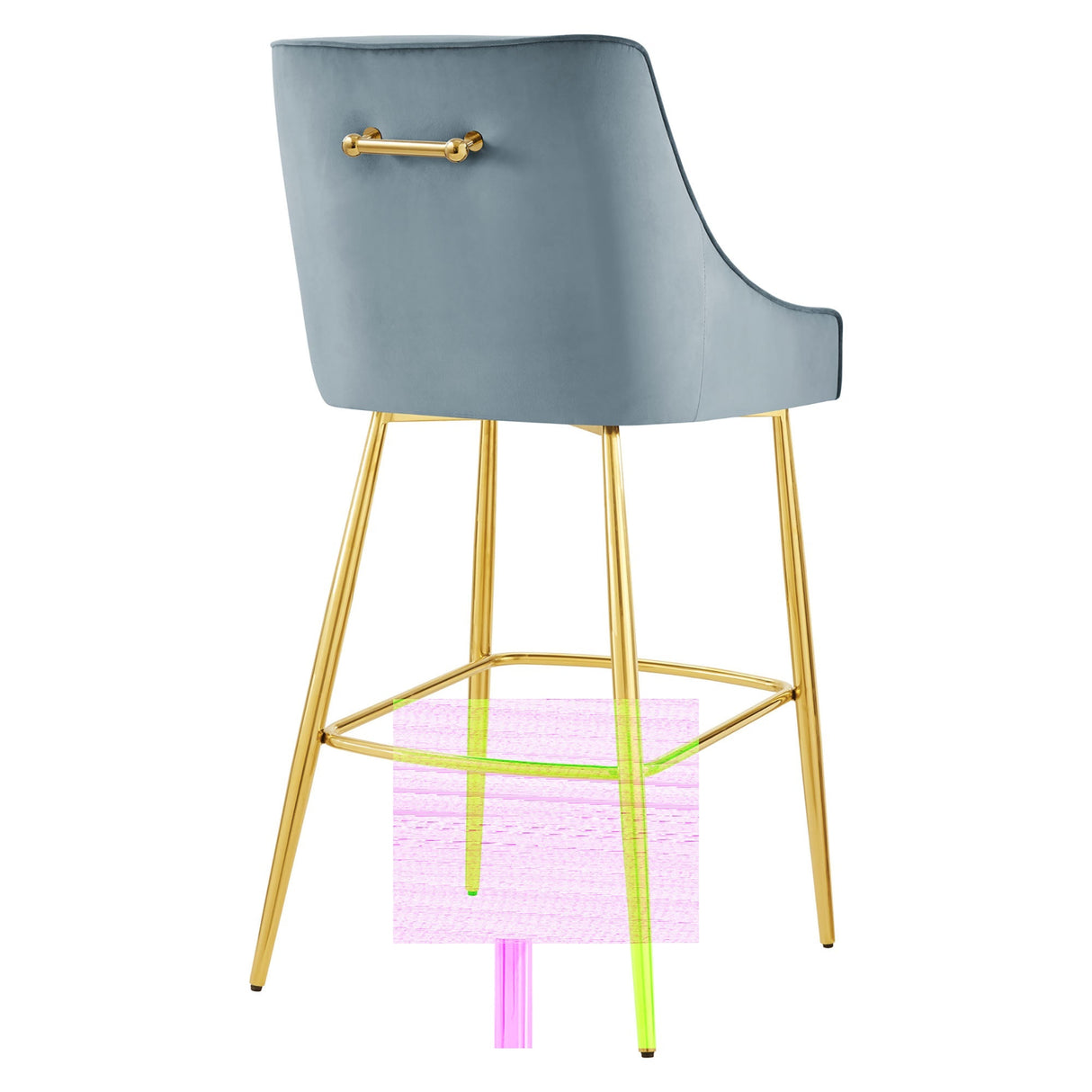 Discern Performance Velvet Bar Stool - Mid-Century Modern & Brushed Gold Accents