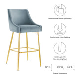 Discern Performance Velvet Bar Stool - Mid-Century Modern & Brushed Gold Accents