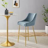 Discern Performance Velvet Bar Stool - Mid-Century Modern & Brushed Gold Accents