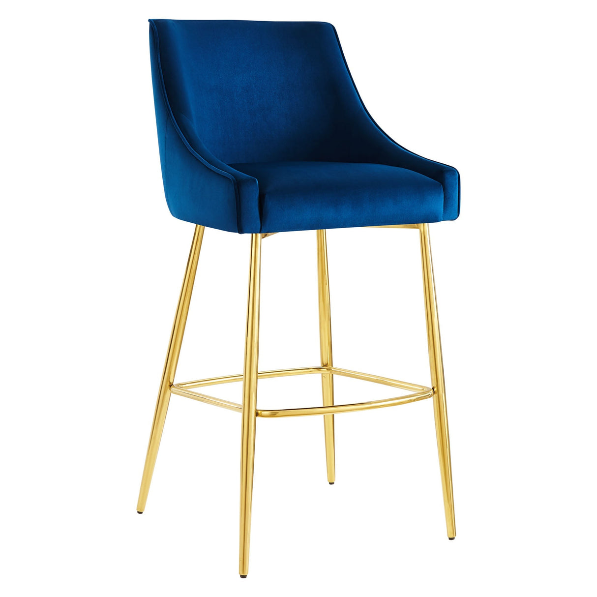 Discern Performance Velvet Bar Stool - Mid-Century Modern & Brushed Gold Accents
