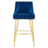 Discern Performance Velvet Bar Stool - Mid-Century Modern & Brushed Gold Accents