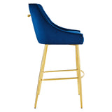 Discern Performance Velvet Bar Stool - Mid-Century Modern & Brushed Gold Accents