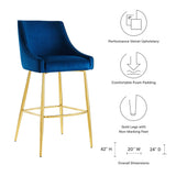 Discern Performance Velvet Bar Stool - Mid-Century Modern & Brushed Gold Accents