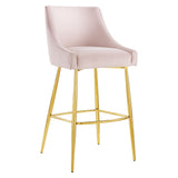 Discern Performance Velvet Bar Stool - Mid-Century Modern & Brushed Gold Accents